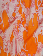 Shades of Orange And Pink With Pichwai Print Munga Cotton Saree By Gayathri Reddy Designer Studio | Grocsy