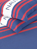 Nautica Bradford Red & Blue Striped 160 TC Pure Cotton King Bedsheet & 2 Pillow Covers | Grocsy
