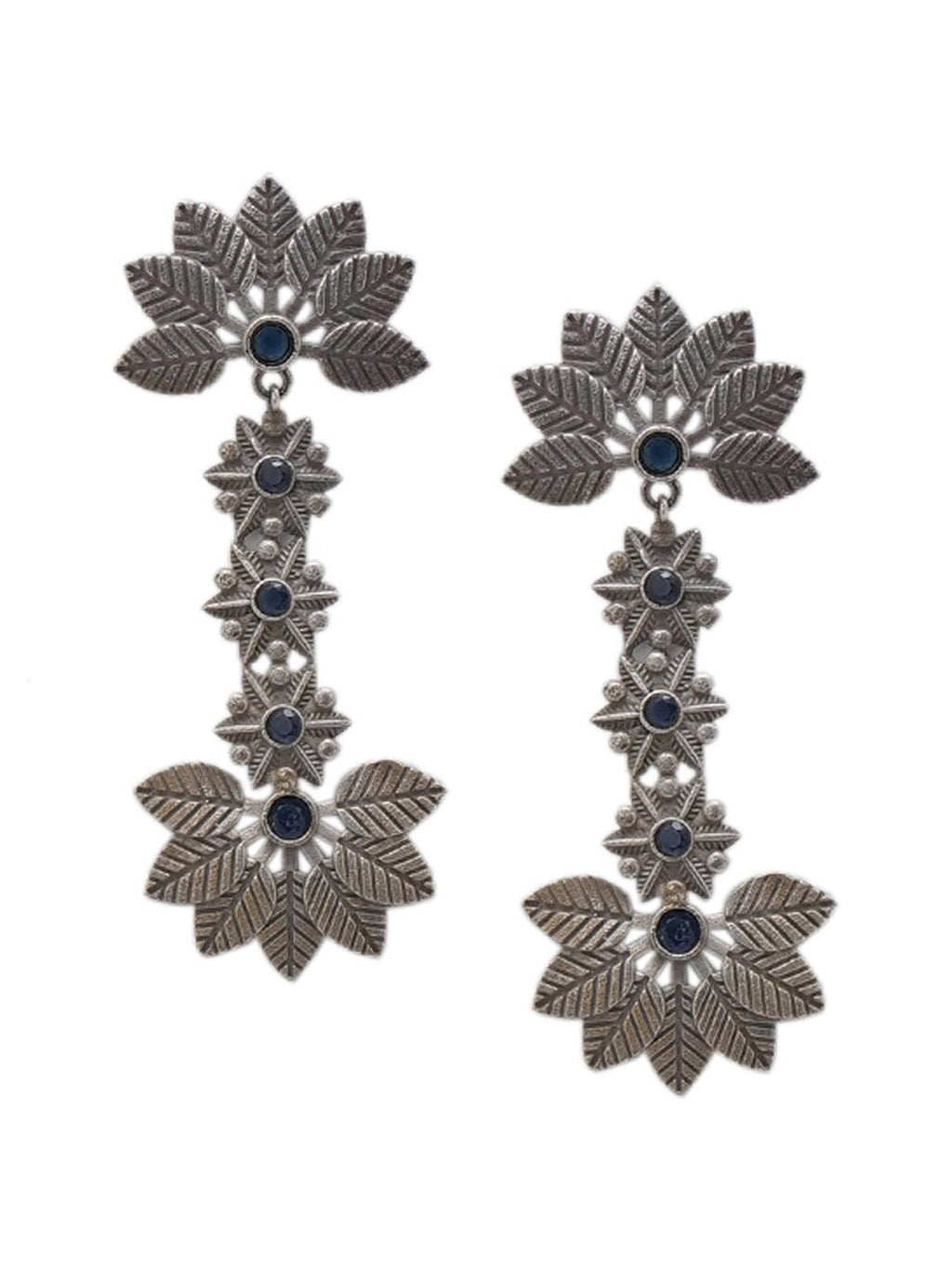 Shoshaa Silver-Toned Contemporary Drop Earrings | Grocsy