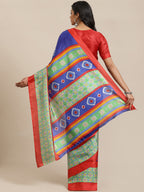 Saree Mall Blue & Off-White Dyed Effect Saree | Grocsy
