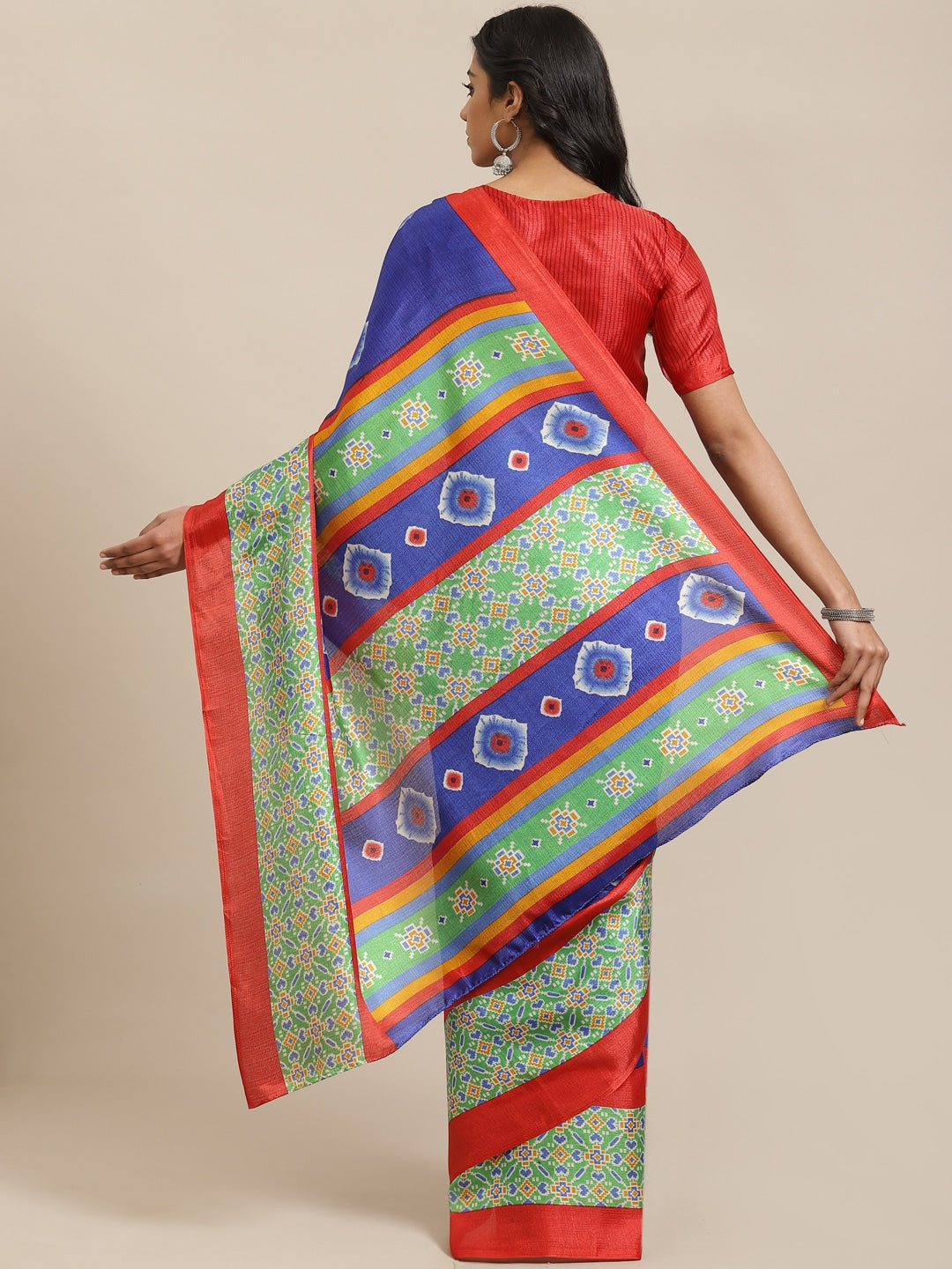 Saree Mall Blue & Off-White Dyed Effect Saree | Grocsy