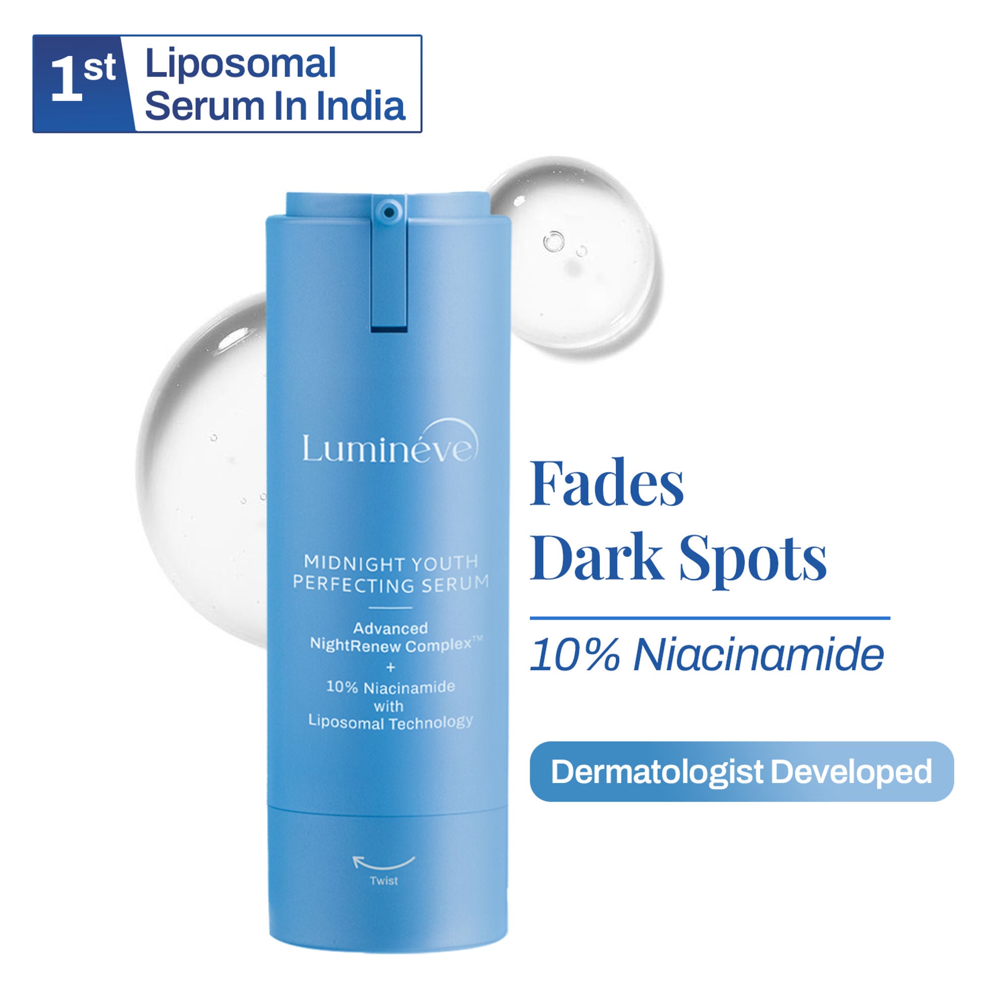 Lumineve 10% Niacinamide Serum for Uneven Skin Tone & Pigmentation with NightRenew Complex | Grocsy