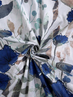 BOMBAY DYEING Blue & White Floral Cotton 144 TC King Bedsheet With 2 Pillow Covers | Grocsy