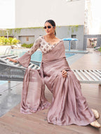 Tikhi Imli satin saree with sequence embroidered blouse | Grocsy