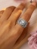Rubans Women Rhodium Plated Cubic Zirconia Studded Adjustable Finger Ring | Grocsy