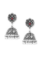 Yellow Chimes Silver-Plated Kolhapuri Peacock Design Jhumkas Earrings | Grocsy