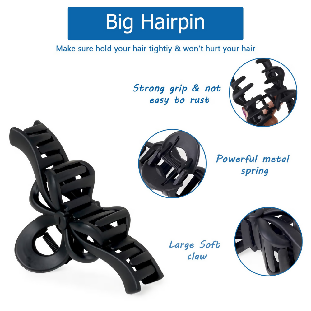 Bronson Professional Hair Claw Clip Hair Clutcher - Matte Black | Grocsy
