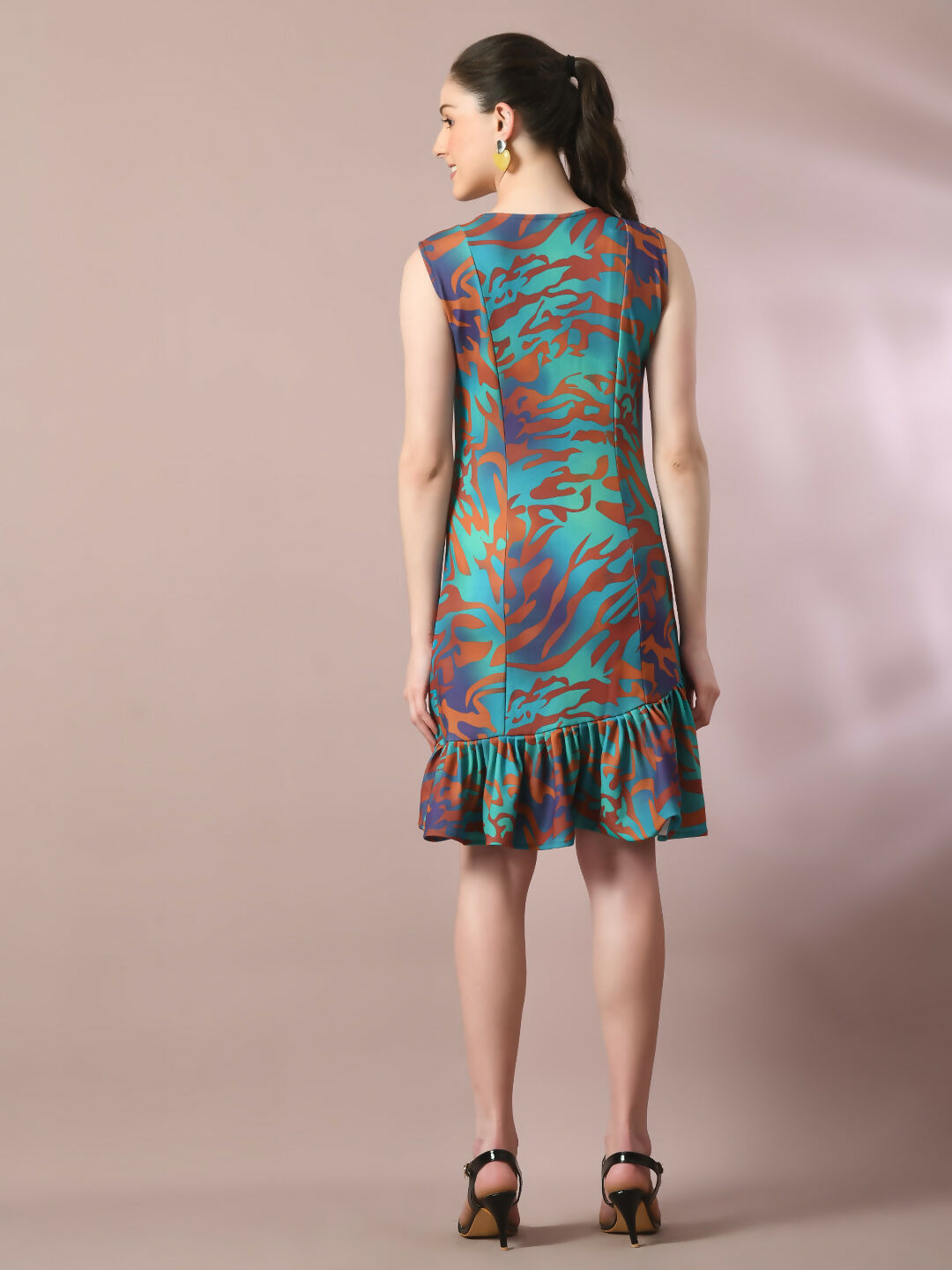 Myshka Women's Multi Printed Round Neck Fit and Flare Party Dress | Grocsy