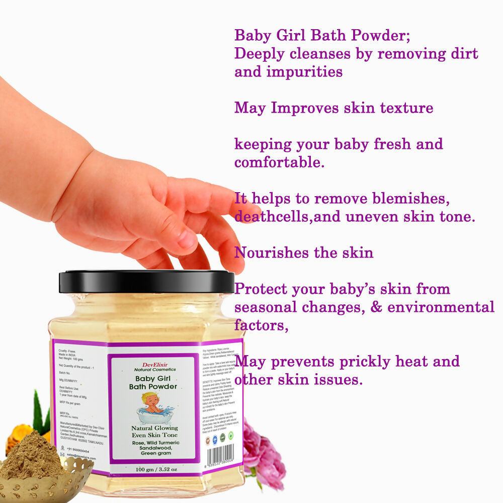 DevElixir Baby Girl Bath Powder Natural Glow & Even Skin Tone | Grocsy