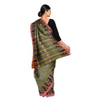 Exclusive Collection 100% Pure Cotton Pesta Tant Saree With Hand Weaving Work | Grocsy