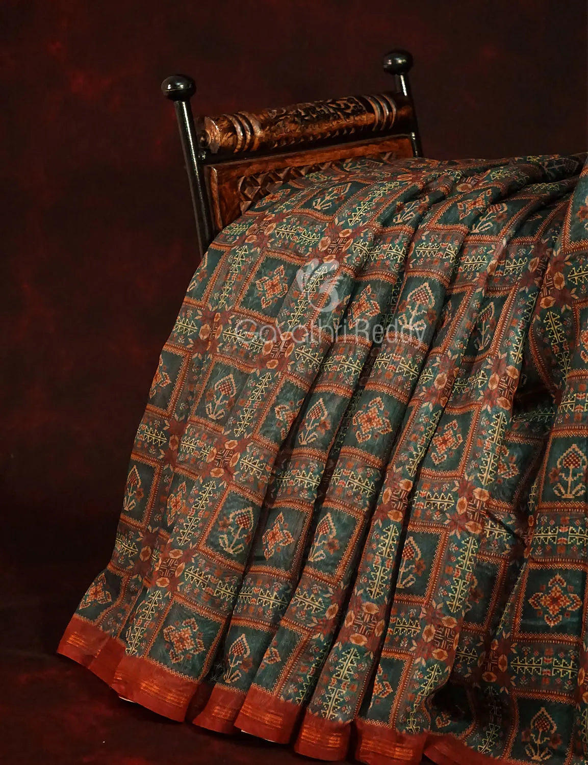 Pista Green Colour All Over Print Semi Chanderi Saree By Gayathri Reddy Designer Studio | Grocsy