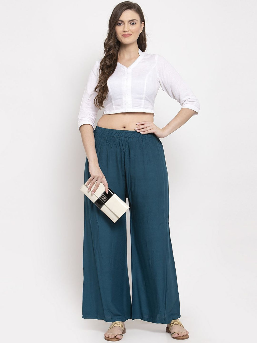 TAG 7 Women Pack of 2 Solid Flared Palazzos | Grocsy
