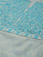 HERE&NOW Grey & Blue Embroidered Cotton Kurta with Trousers & With Dupatta | Grocsy