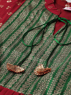 Ahalyaa Maroon & Green Printed A-Line Kediya Tunic | Grocsy