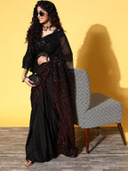 Tikhi Imli Woman Embellished Sequinned Satin Saree | Grocsy