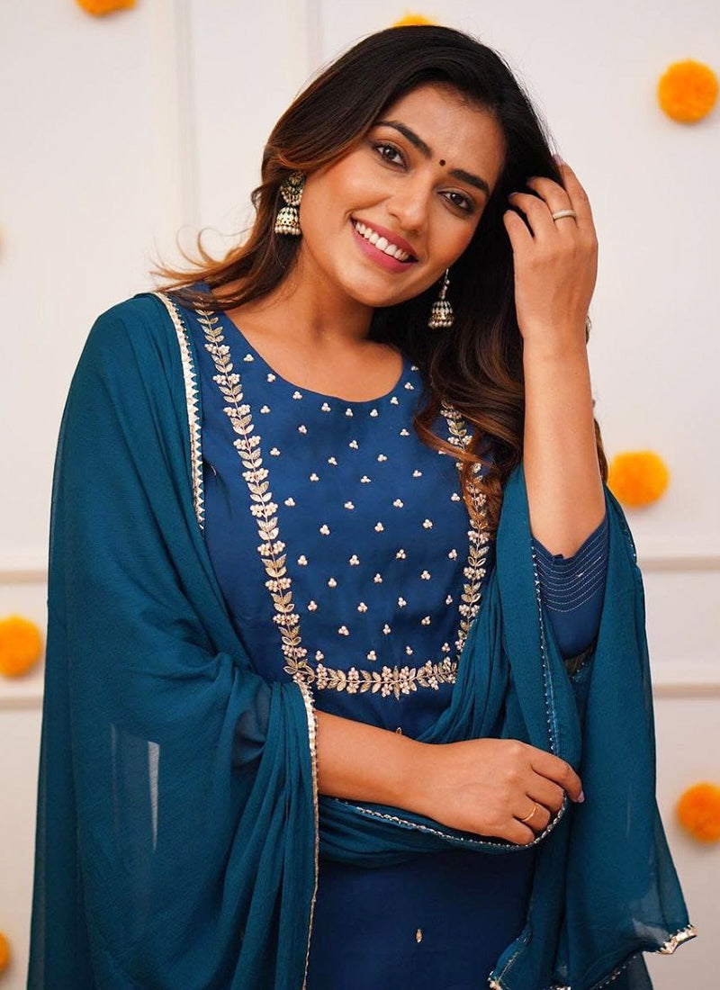 Vellora Rayon Slub Magenta Casual Wear Embroidery Work Readymade Kurti Set | Grocsy