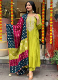 Vellora Viscose Chanderi Yellow Festival Wear Embroidery Work Readymade Suit | Grocsy