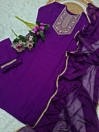 Vellora Rayon Slub Purple Daily Wear Sequins Work Readymade Suit | Grocsy