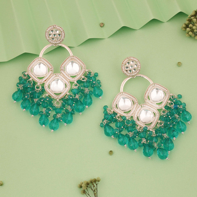 Tehzeeb Creations Gold Polish Green Colour Earrings | Grocsy