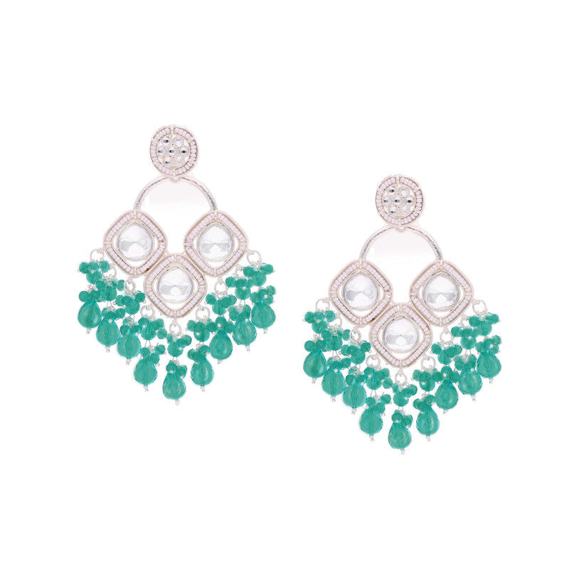 Tehzeeb Creations Gold Polish Green Colour Earrings | Grocsy