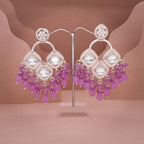 Tehzeeb Creations Gold Polish Lavender Colour Earrings | Grocsy