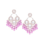 Tehzeeb Creations Gold Polish Lavender Colour Earrings | Grocsy