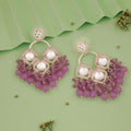 Tehzeeb Creations Gold Polish Lavender Colour Earrings | Grocsy