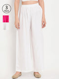 TAG 7 Women Pack of 3 Solid Flared Palazzos | Grocsy