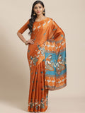 Saree Mall Rust Orange & Beige Ethnic Motifs Print Bhagalpuri Saree | Grocsy