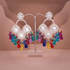 Tehzeeb Creations Gold Polish Multi Colour Earrings | Grocsy