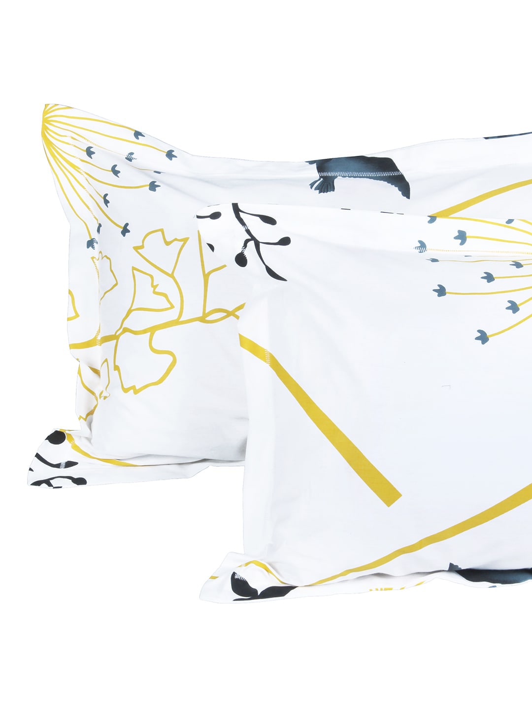 Story@home White & Blue Floral King Bedsheet with 2 Pillow Covers | Grocsy