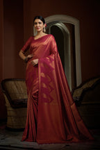 Vardha Fuchsia Pink Golden Zari Kanjeevaram Silk Saree | Grocsy