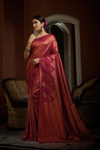 Vardha Fuchsia Pink Golden Zari Kanjeevaram Silk Saree | Grocsy