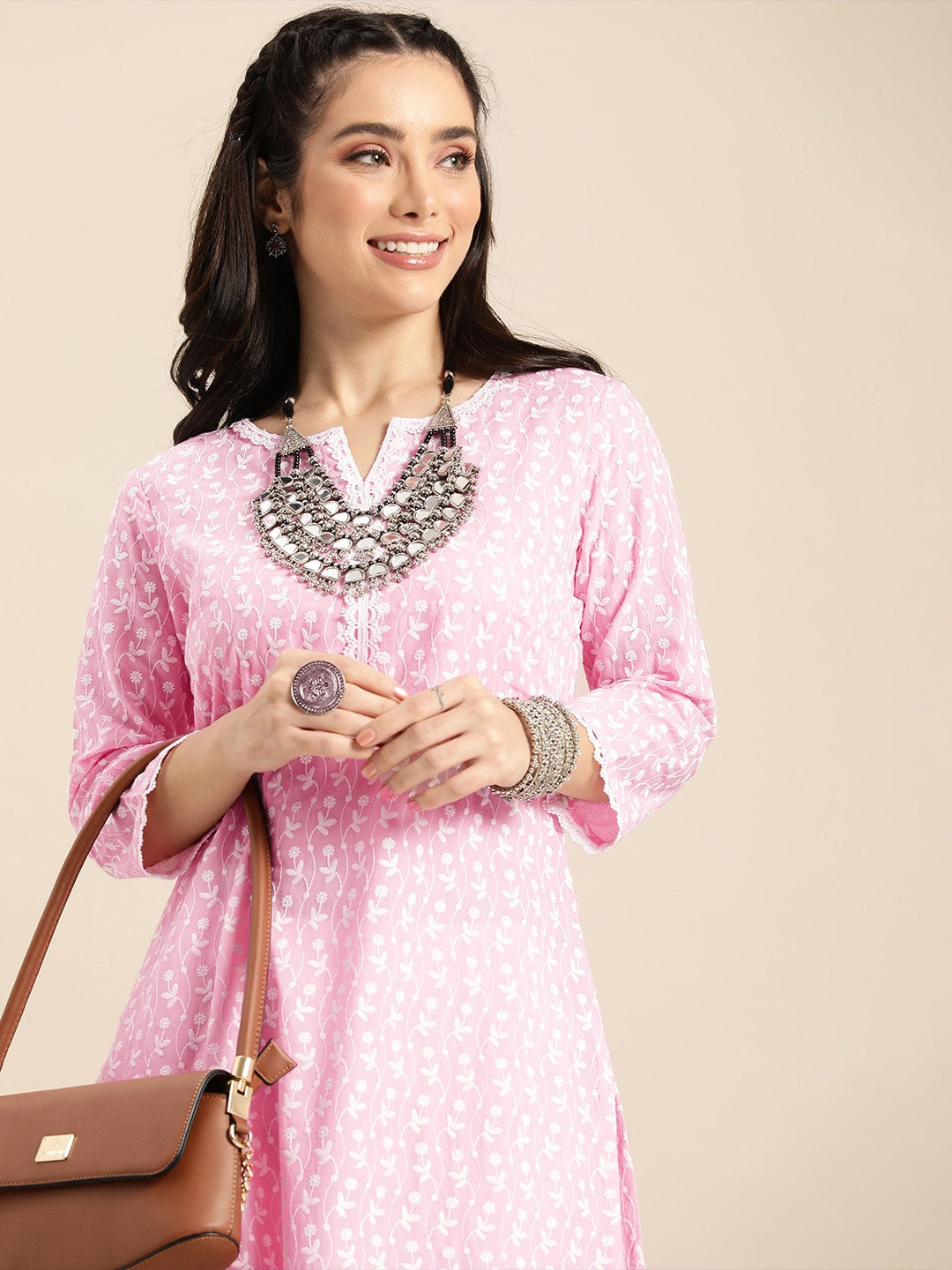 Sangria Women Ethnic Motifs Embroidered Kurta | Grocsy