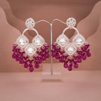 Tehzeeb Creations Gold Polish Pink Colour Earrings | Grocsy