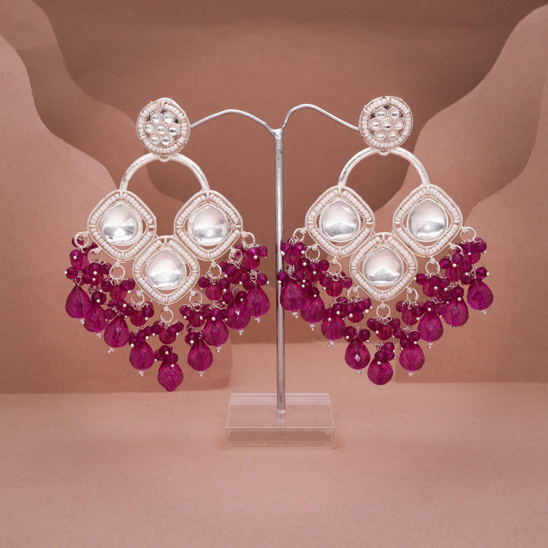 Tehzeeb Creations Gold Polish Pink Colour Earrings | Grocsy