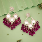 Tehzeeb Creations Gold Polish Pink Colour Earrings | Grocsy