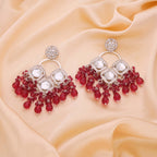 Tehzeeb Creations Gold Polish Rani Pink Colour Earrings | Grocsy