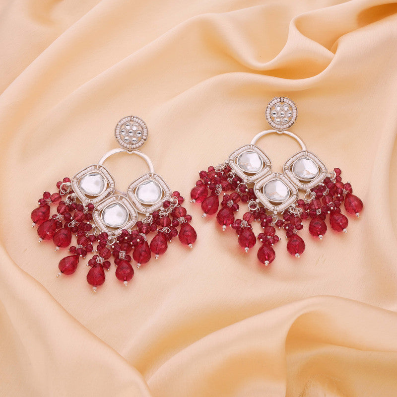 Tehzeeb Creations Gold Polish Rani Pink Colour Earrings | Grocsy