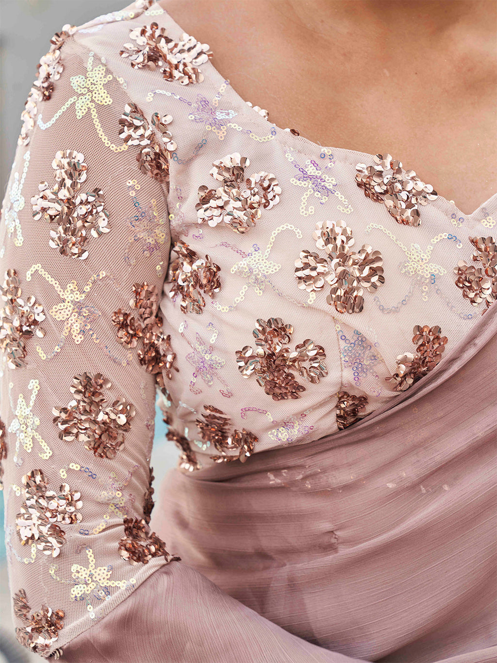 Tikhi Imli satin saree with sequence embroidered blouse | Grocsy