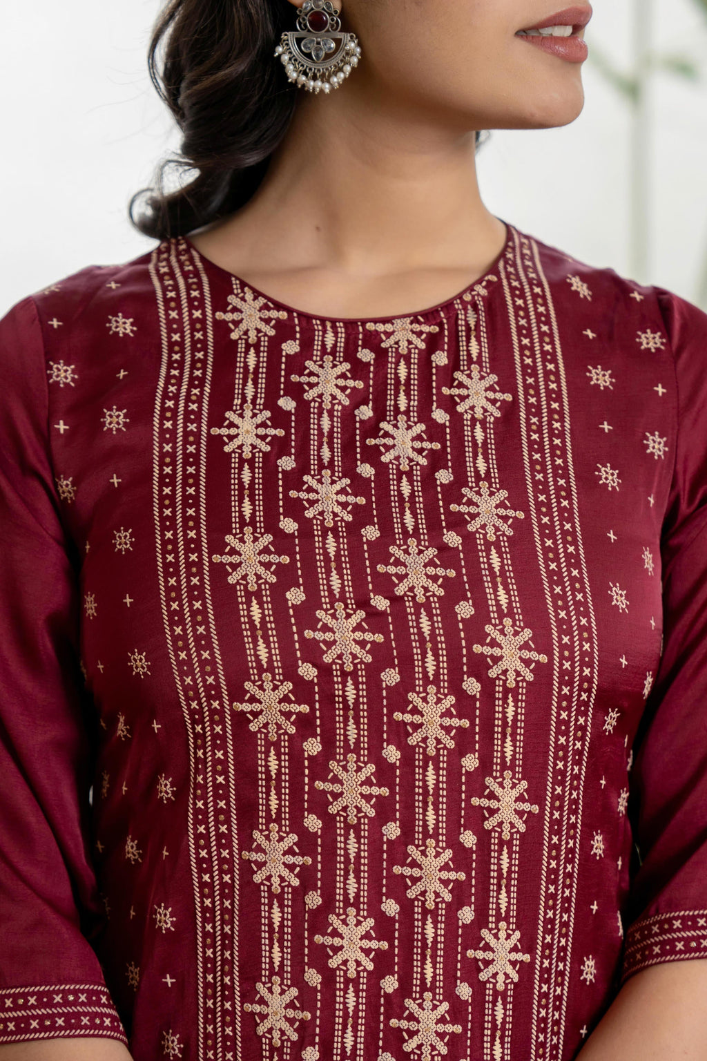Juniper Women's Maroon Viscose Rayon Solid Sharara Set | Grocsy