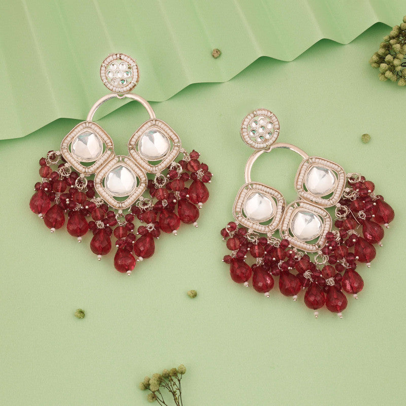 Tehzeeb Creations Gold Polish Rani Pink Colour Earrings | Grocsy