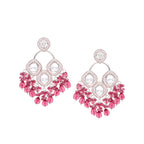 Tehzeeb Creations Gold Polish Rani Pink Colour Earrings | Grocsy