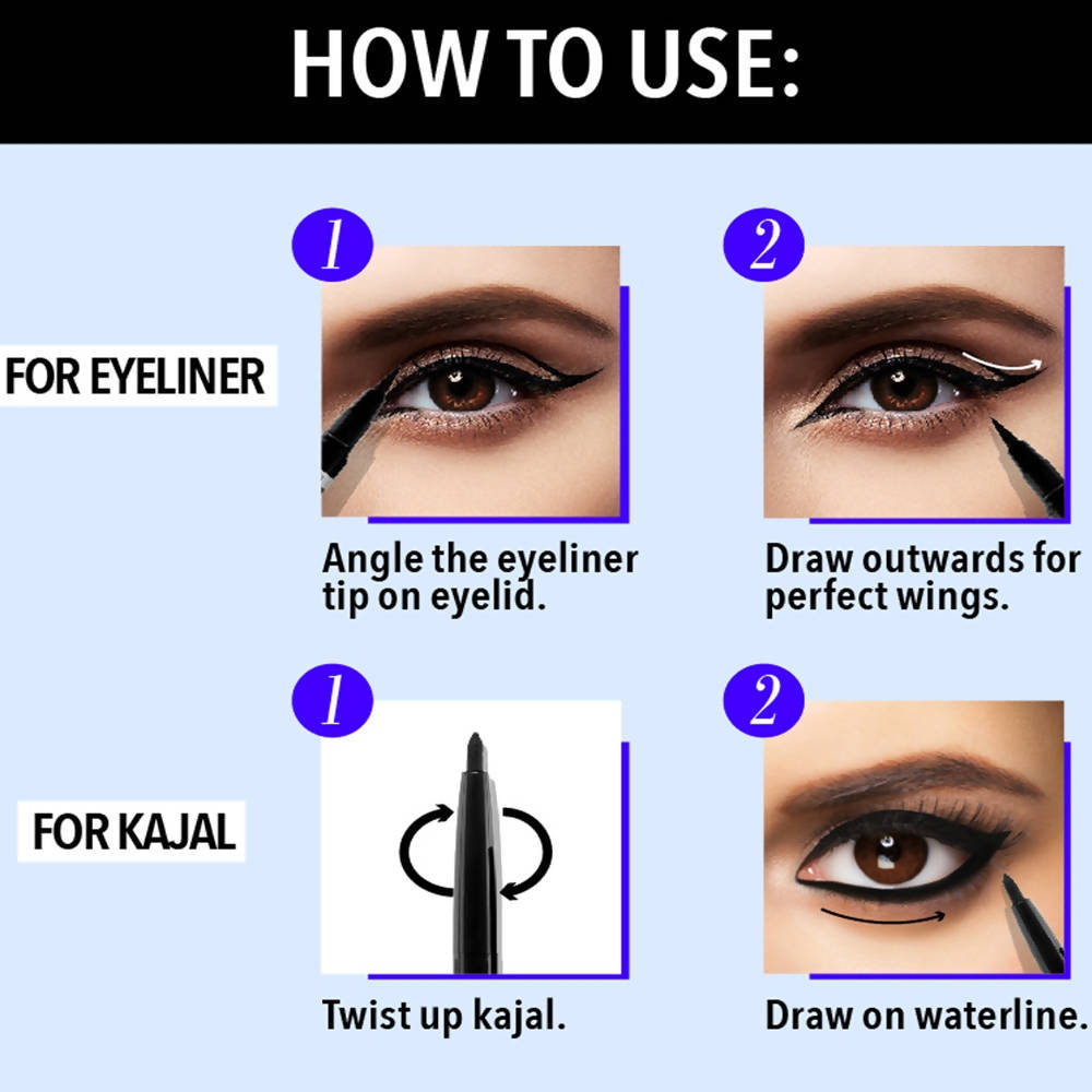 Blue Heaven Intense Kajal + Liner Duo Jet Black | Grocsy