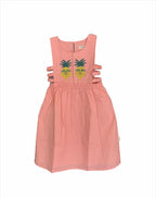 ArthLife Peach Pineapple Embroidered Dress | Grocsy