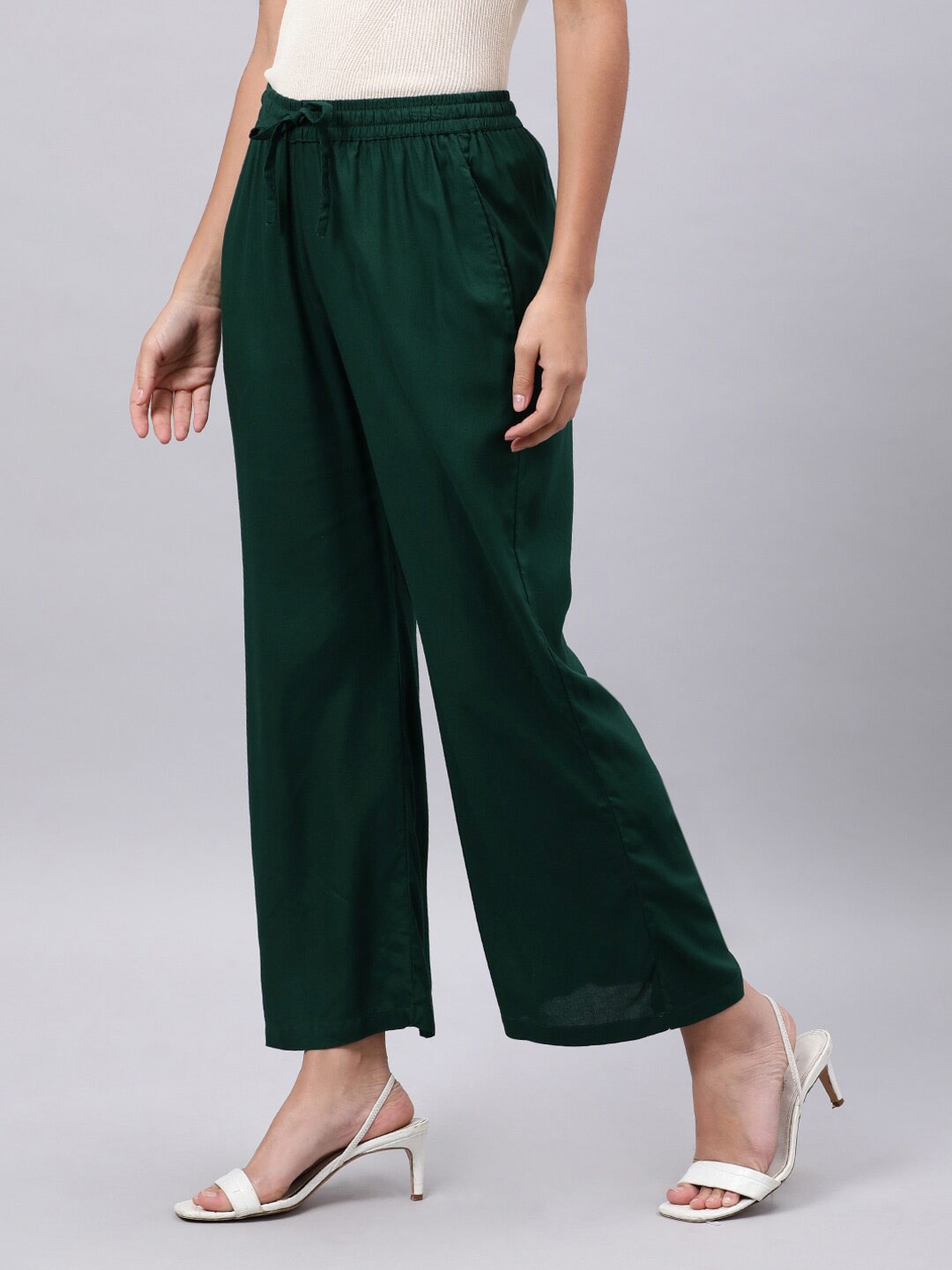 Souchii Green Liva Ethnic Palazzos | Grocsy