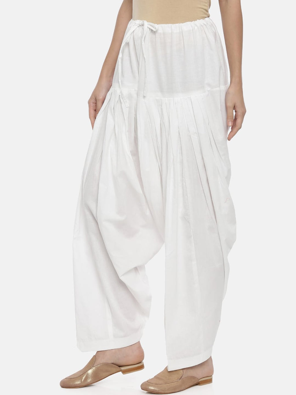 Souchii White Solid Loose-Fit Patiala | Grocsy