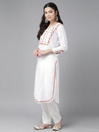 ADA Embroidered Chikankari Cotton Kurta | Grocsy