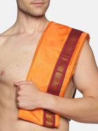 Sethukrishna Men Orange Readymade Dhotis | Grocsy
