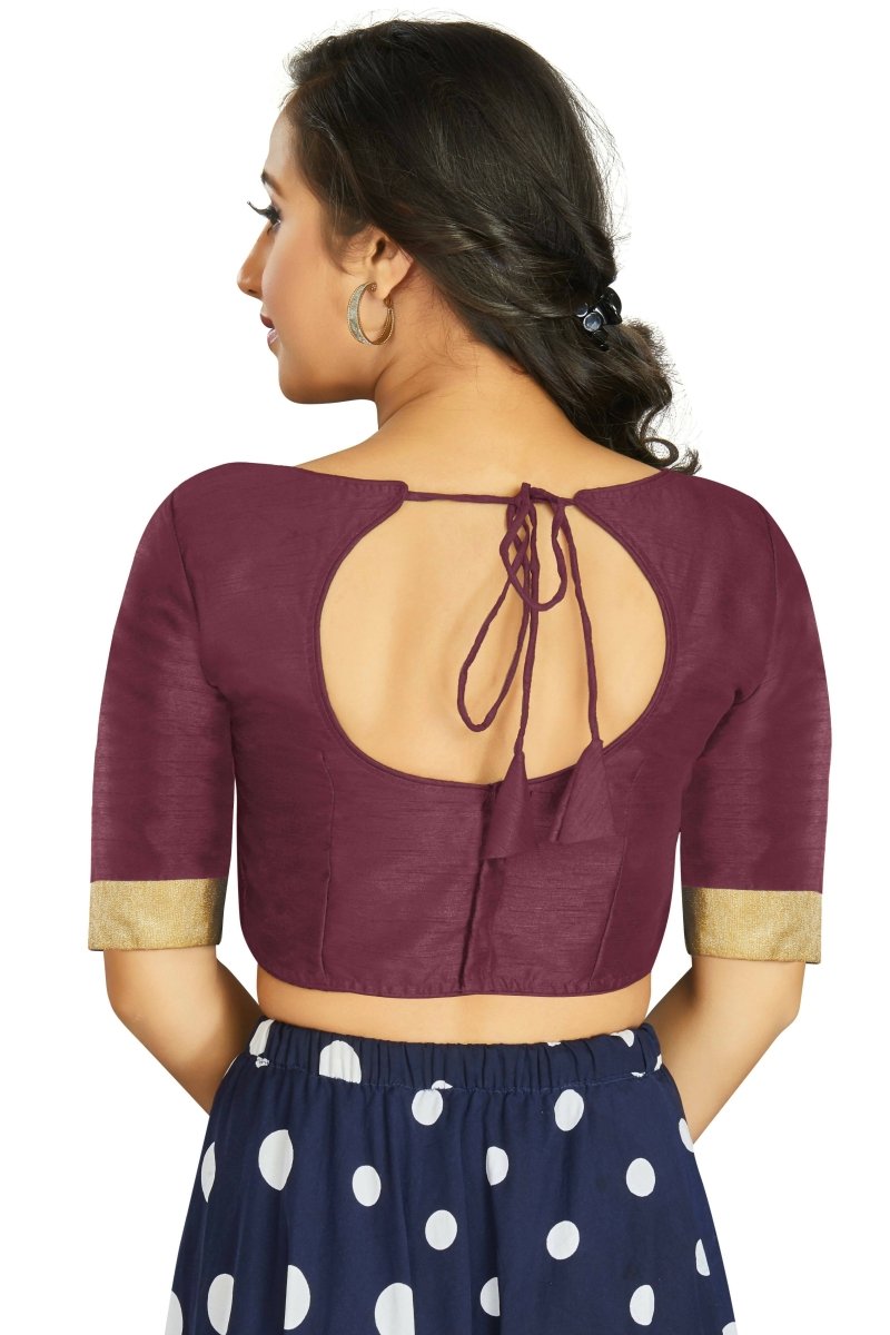 Aastha Fashion Women's Wine Art Silk Designer Traditional Readymade Blouse | Grocsy